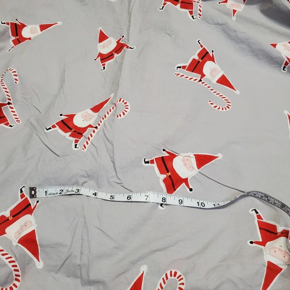 West Elm Pottery Barn Kids Gray Smiley Santa Christmas Cotton Twin Duvet Bedding